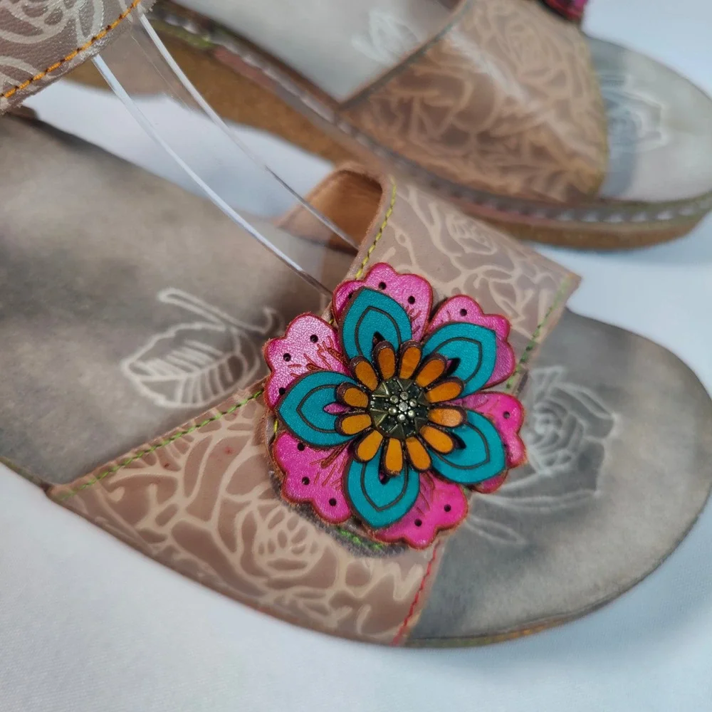 L'Artiste Spring Step Cuteness Cork Sandals Comfort Shoe Leather 42 Artsy Resort